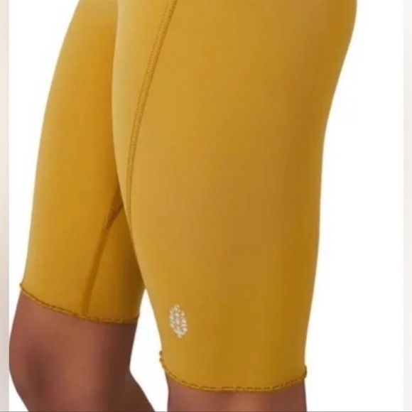 FREE People Yellow Mustard Heart Rate Biker Shorts Size Small in Alchemy - Picture 5 of 15